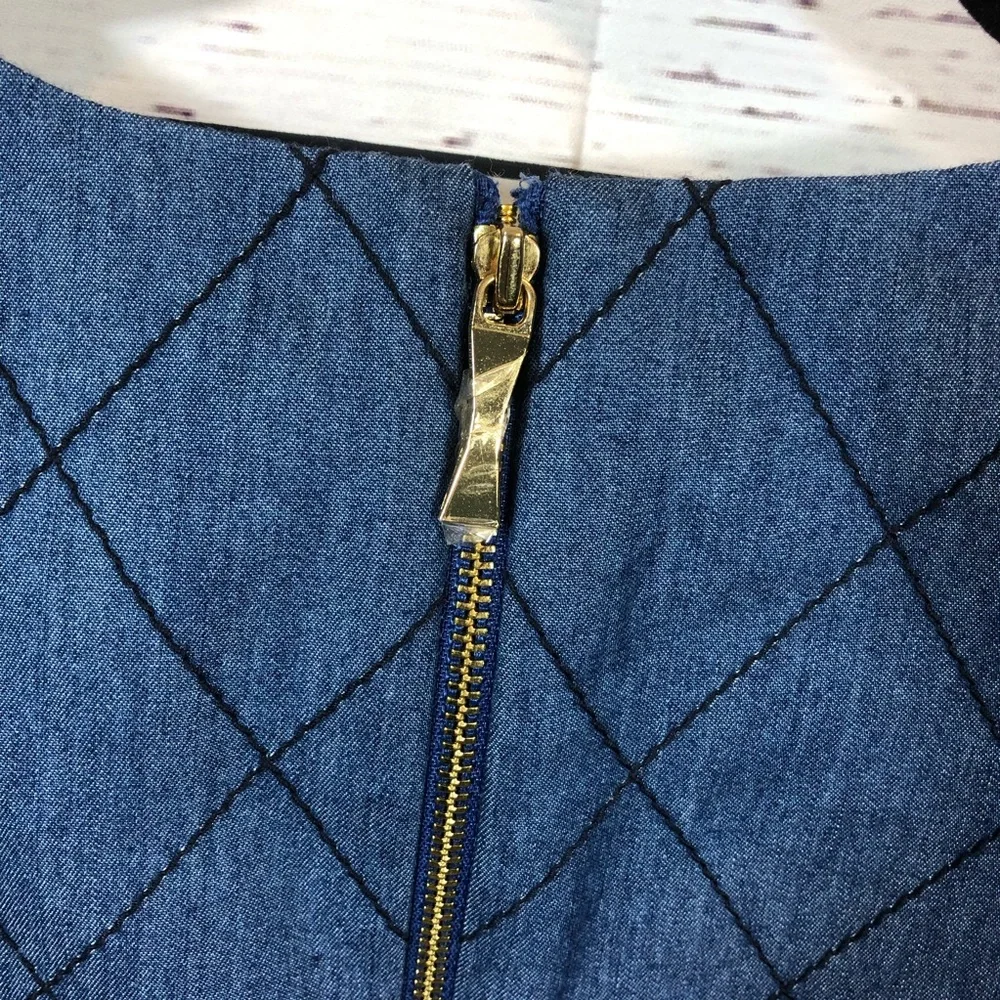 Kate Spade Quilted Chambray Shift Dress: Denim Blue - Picture 5 of 8